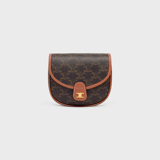 celine triomphe canvas leather mini saddle bag